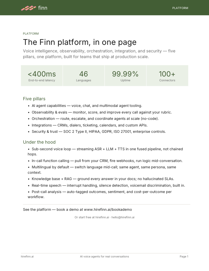 The Finn platform, in one page
