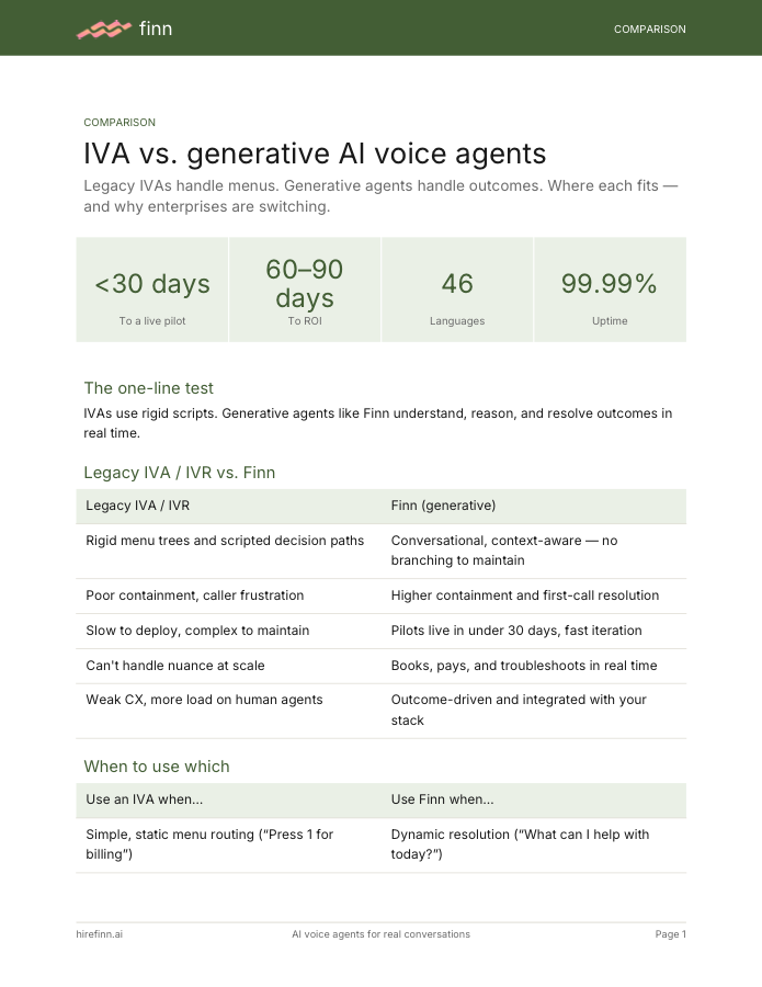IVA vs. generative AI voice agents — comparison